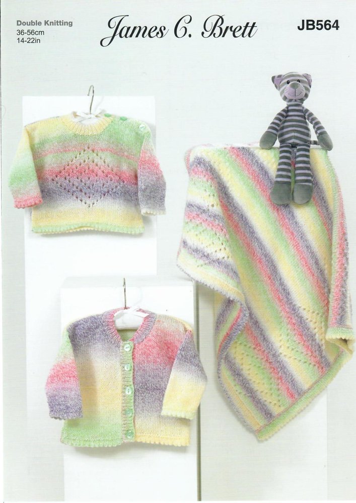 James C Brett Sweater Cardigan & Blanket Knitting Pattern Leaflet JB564