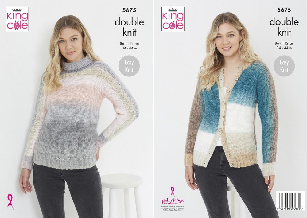 King Cole Sweater and Cardigan Knitting Pattern Leaflet 5675