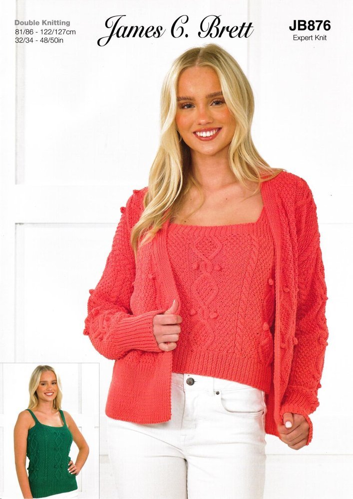 James C Brett Cardigan and Tops Knitting Pattern Leaflet JB876