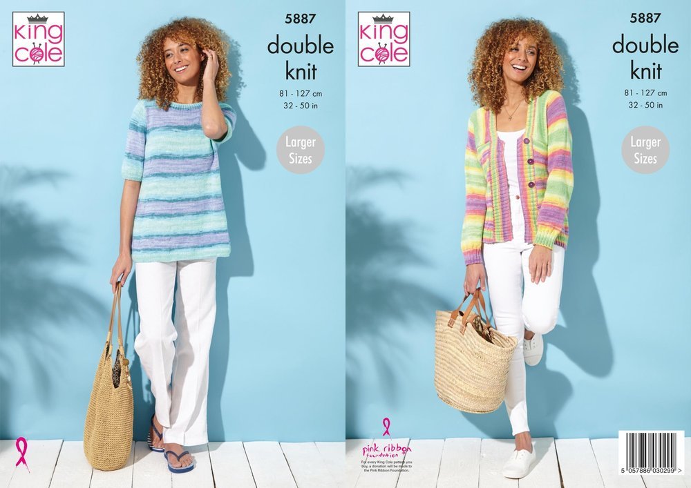 King Cole Jacket and A Line Top Knitting Pattern Leaflet 5887
