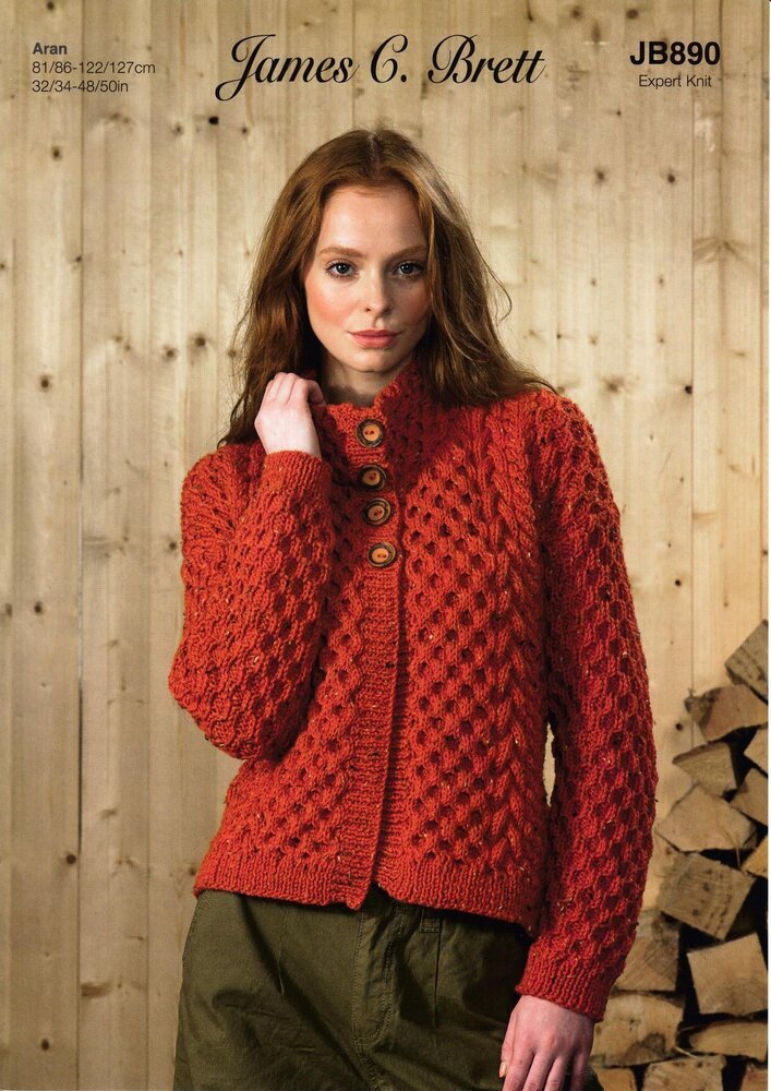 James C Brett High Neck Cardigan Knitting Pattern Leaflet JB890