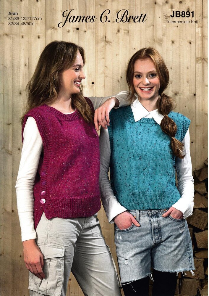 James C Brett Slipover Knitting Pattern Leaflet JB891