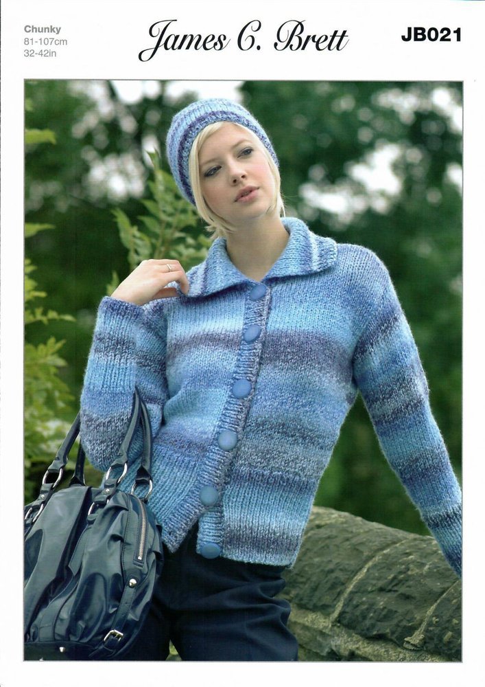 James C Brett Cardigan and Hat Knitting Pattern Leaflet JB021