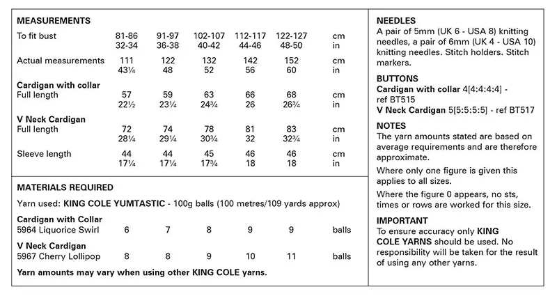 King-Cole-6254-Instructions