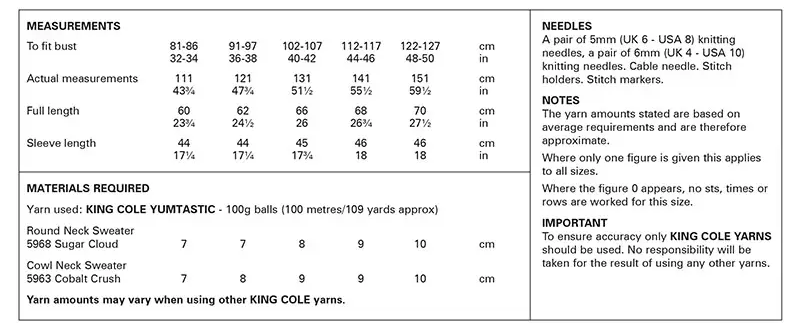 King-Cole-6256-Instructions