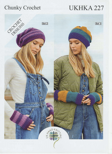 UKHKA Beanie Hat and Fingerless Mitts Crochet Pattern Leaflet 227