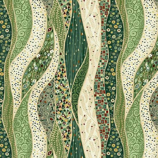 Makower Golden Wave Green 156/G Patchwork & Quilting Fabric