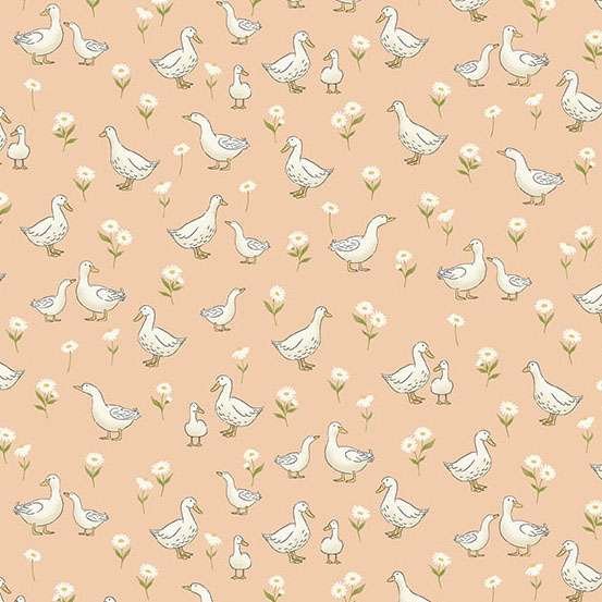 Makower Little Ones Ducks Coral 190/C Patchwork & Quilting Fabric