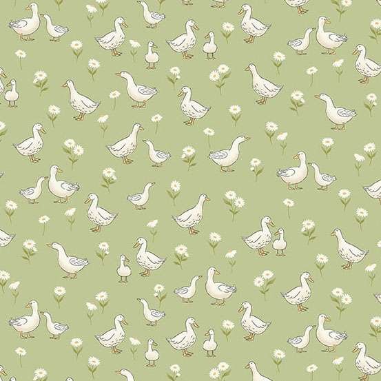 Makower Little Ones Ducks Green 190/G Patchwork & Quilting Fabric