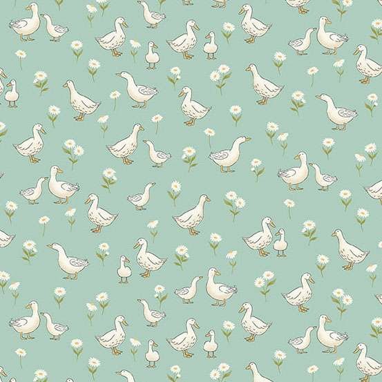 Makower Little Ones Ducks Teal 190/T Patchwork & Quilting Fabric