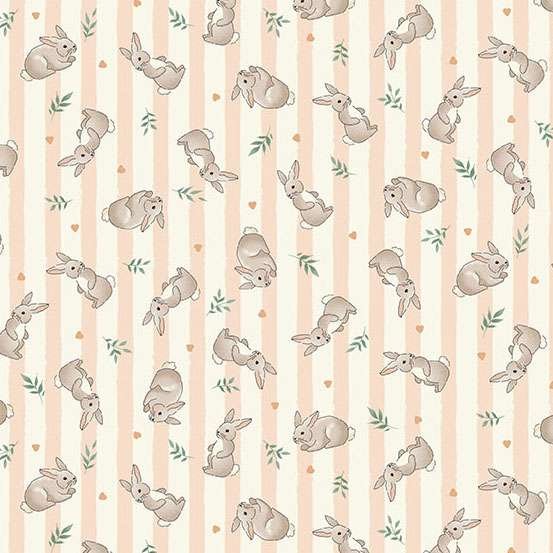 Makower Little Ones Bunnies Coral 191/C Patchwork & Quilting Fabric