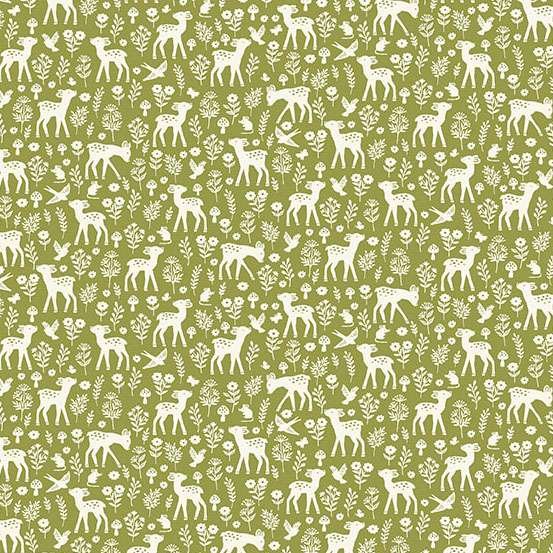 Makower Little Ones Deer Green 193/G Patchwork & Quilting Fabric