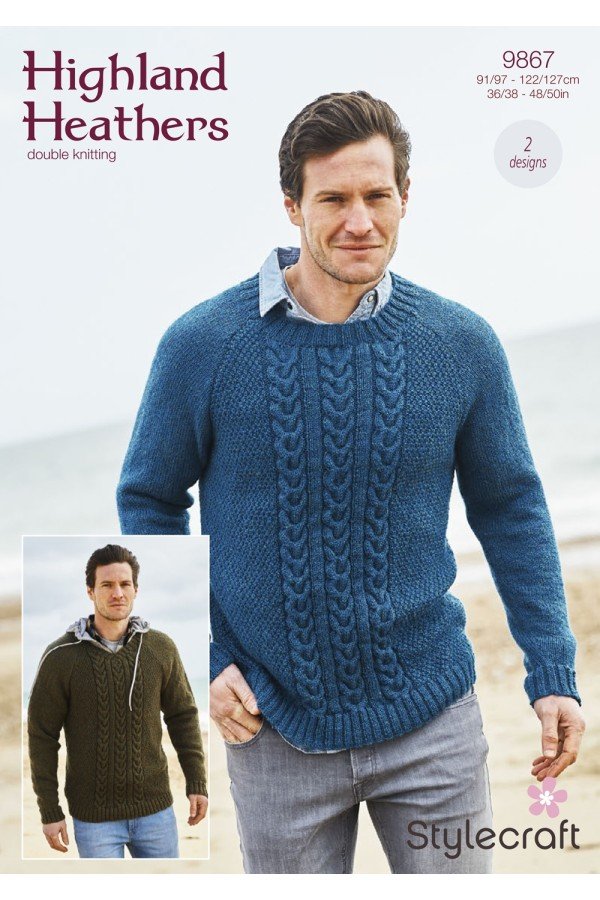 Stylecraft Round and V Neck Sweaters Knitting Pattern Leaflet 9867