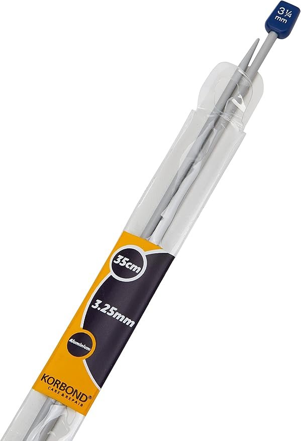 Korbond Aluminium Knitting Needles, 35cm, 3.25