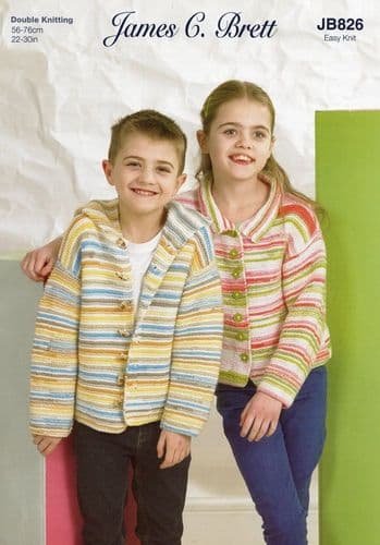 James C Brett Childrens Cardigans Knitting Pattern Leaflet JB826