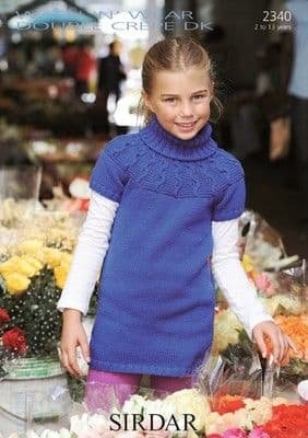 Sirdar Sweater Dress Knitting Pattern Leaflet 2340