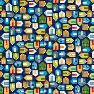 Makower Beside The Sea – Beach Huts on Blue – 2345/B