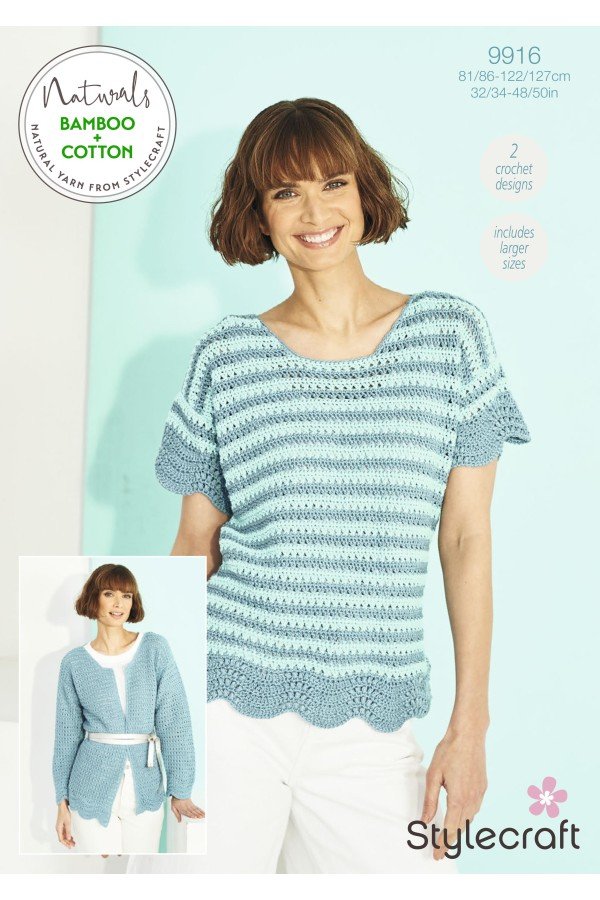 Stylecraft Tee and Cardigan Crochet Pattern Leaflet 9916