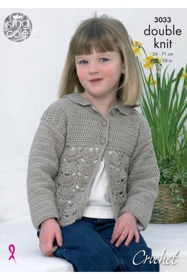 King Cole Cardigan and Sweater Crochet Pattern Leaflet 3033