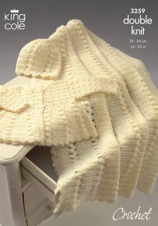King Cole Coat, Shawl and Hat Crochet Pattern Leaflet 3259