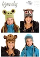 Wendy Animal Hats Crochet Pattern Leaflet 5708
