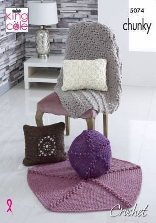 King Cole Cushions and Throws Crochet Pattern Leaflet 5074