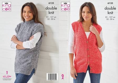 King Cole Waistcoat and Tunic Knitting Pattern Leaflet 6135