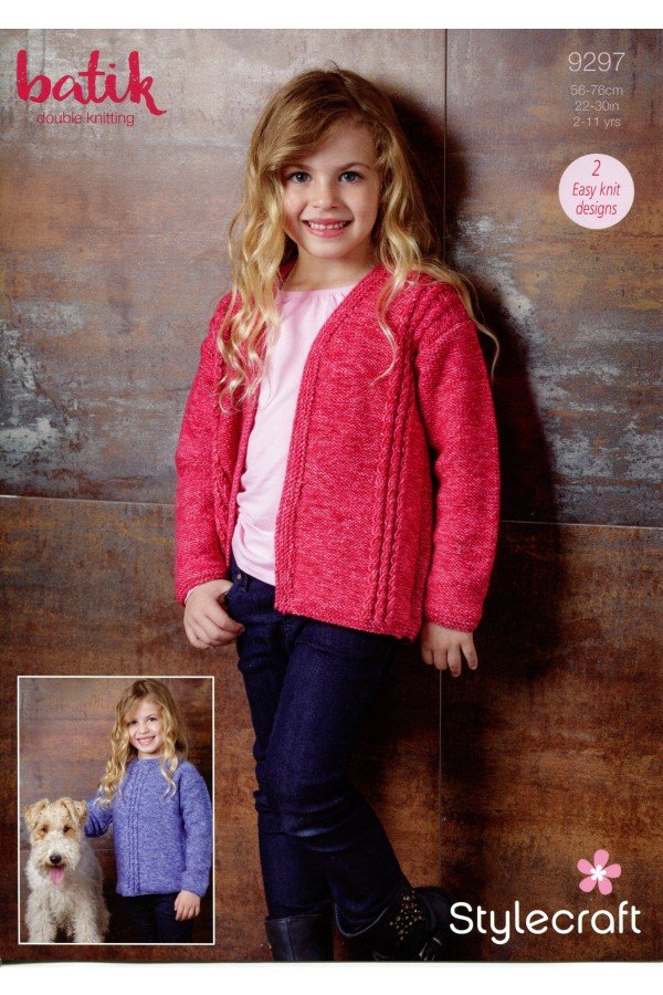 Stylecraft Sweater and Edge to Edge Cardigan Knitting Pattern Leaflet 9297