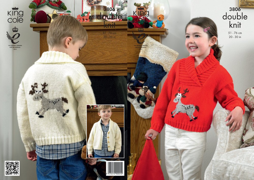 James C Brett Reindeer Christmas Sweaters Knitting Pattern Leaflet 3806