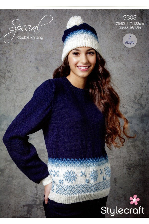 Stylecraft Christmas Jumper and Hat Knitting Pattern Leaflet 9308