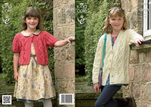 King Cole Cropped and Long Cardigan Knitting Pattern Leaflet 3663