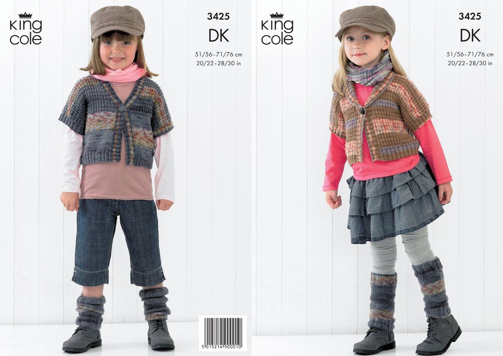 King Cole Textured Waistcoat Knitting Pattern Leaflet 3425