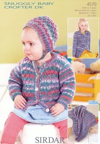 Sirdar Cardigan, Bonnet and Blanket Knitting Pattern Leaflet 4570