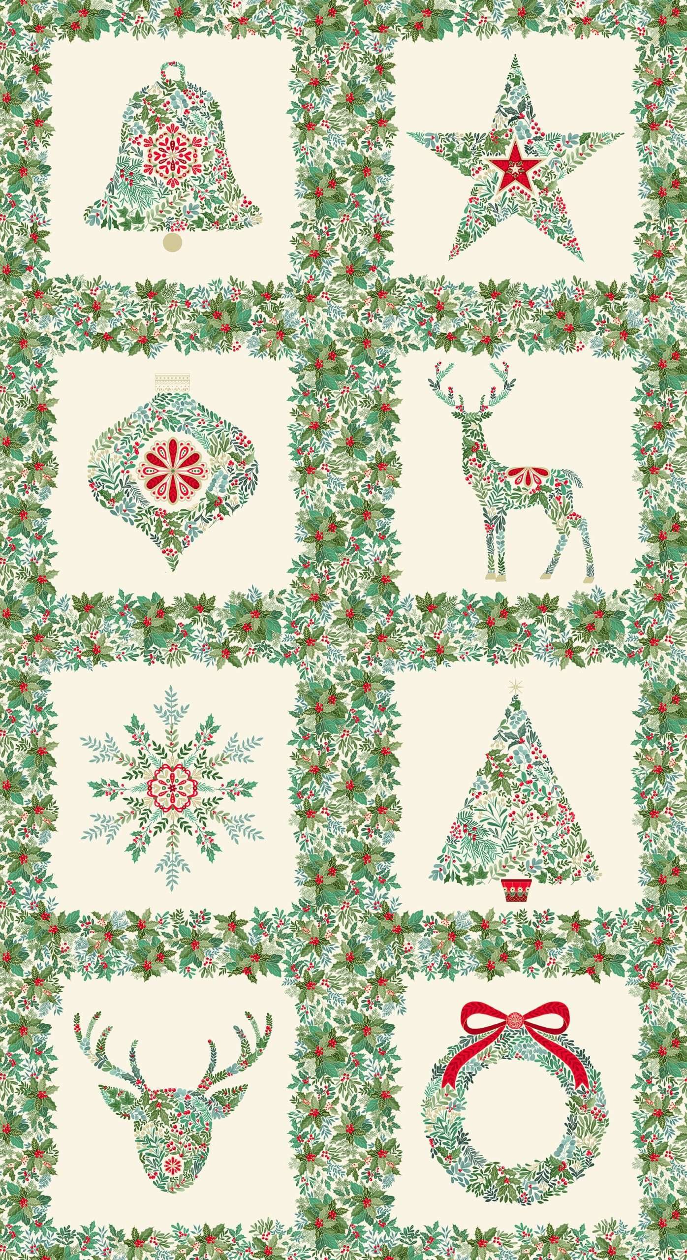 Makower Good Tidings Large Squares Panel 111/Q Patchwork & Quilting Fabric 4 Makower Good Tidings Large Squares 111/Q Patchwork & Quilting Fabric