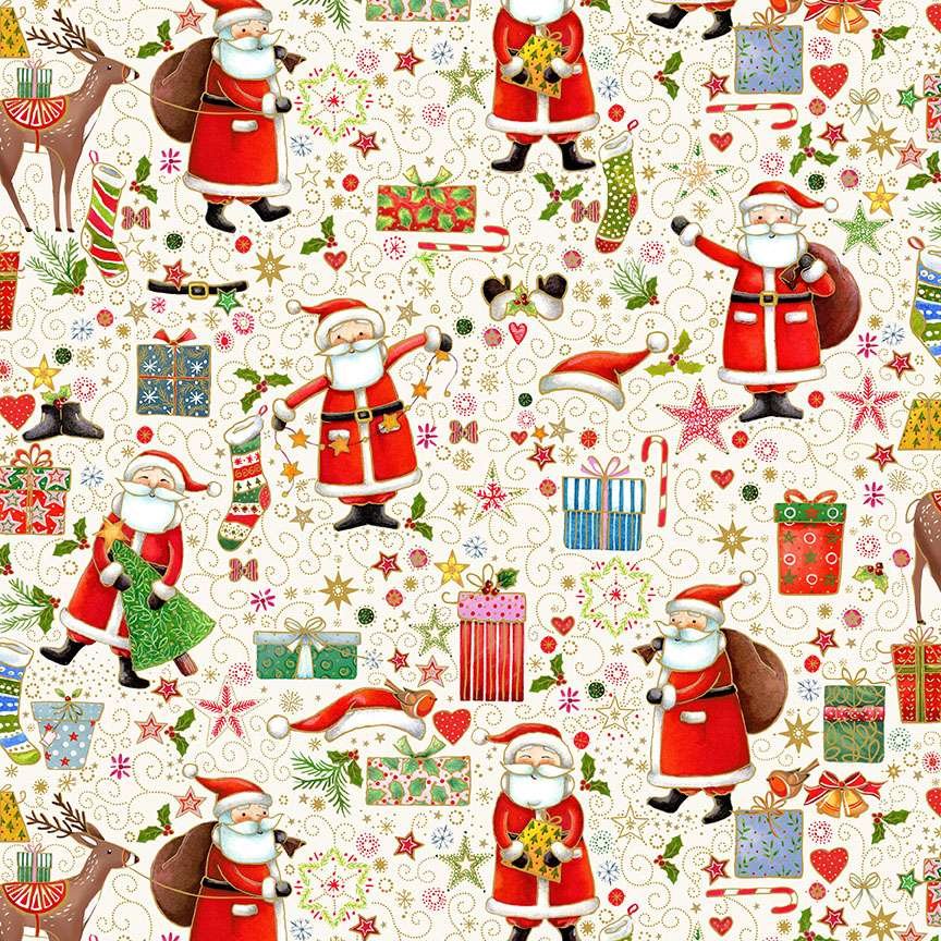 Makower Jolly St Nick Magic 118/Q Patchwork & Quilting Fabric