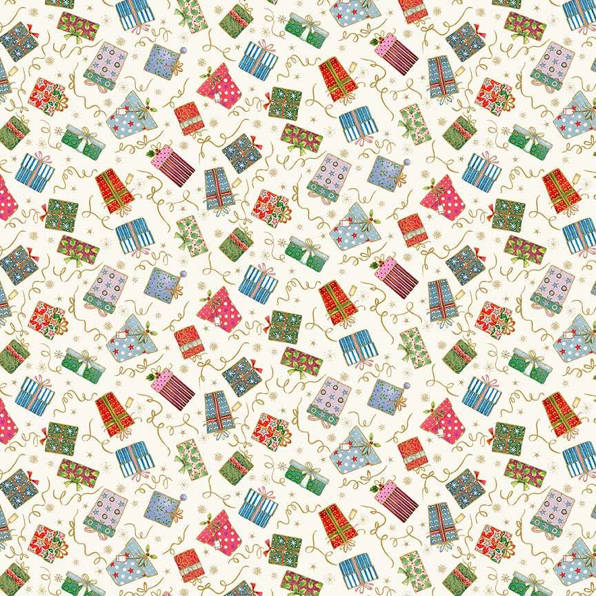 Makower Jolly St Nick Gifts 119/Q Patchwork & Quilting Fabric