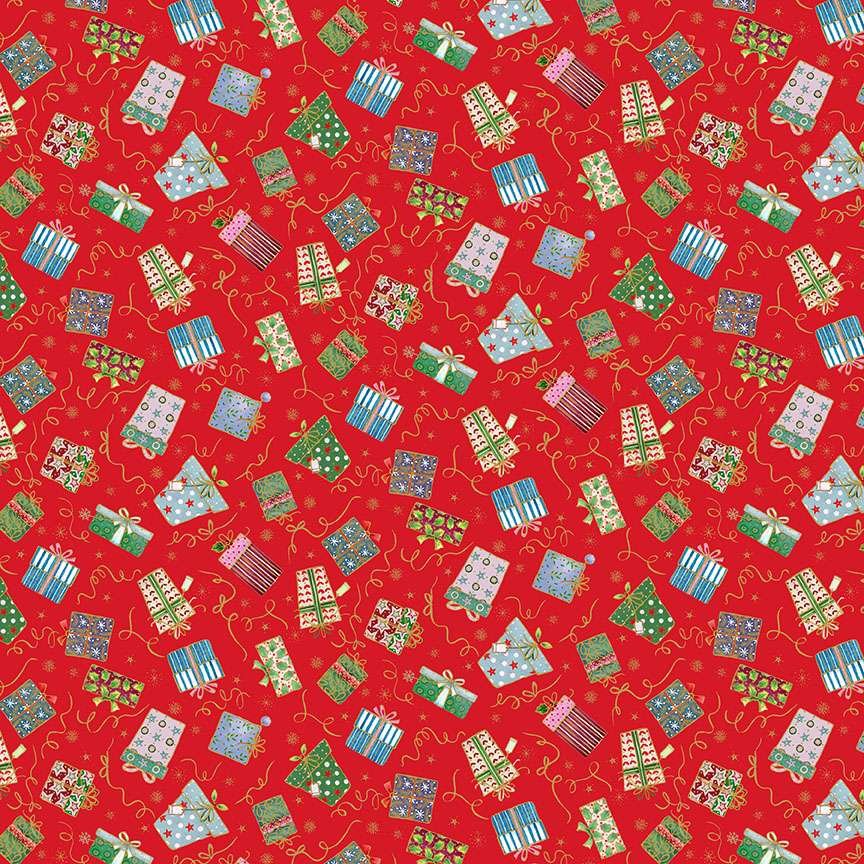 Makower Jolly St Nick Gifts 119/R Patchwork & Quilting Fabric