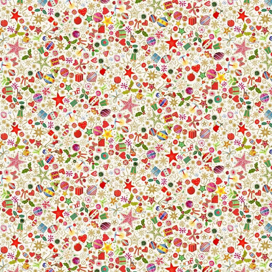 Makower Jolly St Nick Treasures 122/Q Patchwork & Quilting Fabric