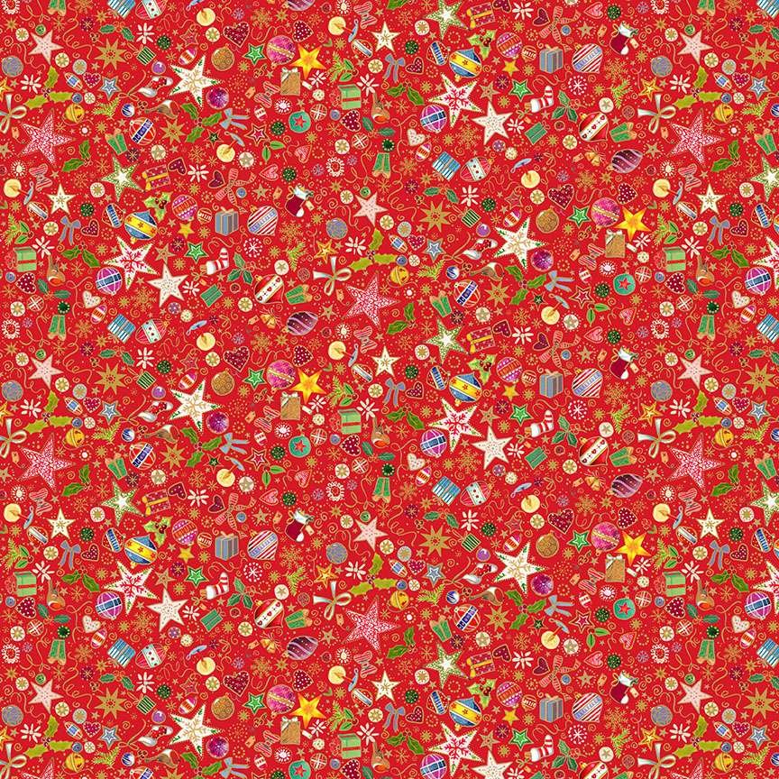 Makower Jolly St Nick Treasures 122/R Patchwork & Quilting Fabric