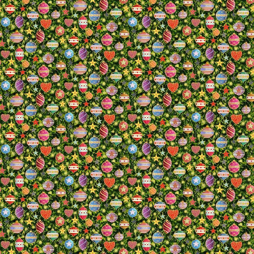 Makower Jolly St Nick Baubles 124/1 Patchwork & Quilting Fabric