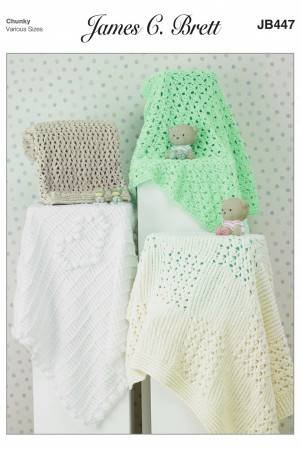 James C Brett Blankets Knitting Pattern Leaflet JB447