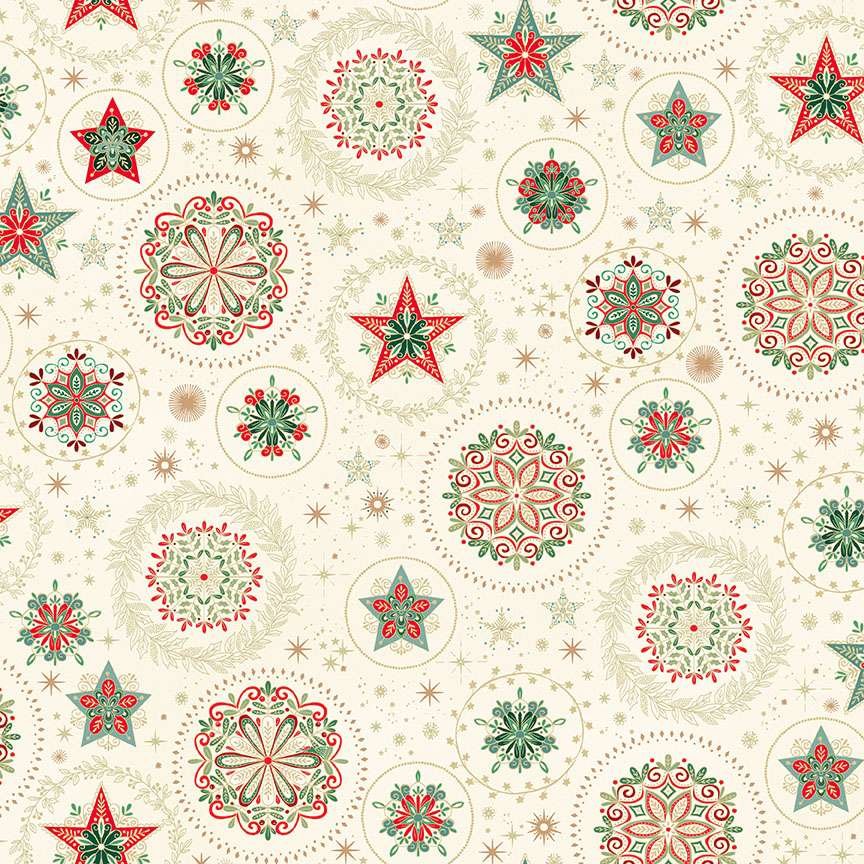 Makower Good Tidings Snow Crystal 103/Q Patchwork & Quilting Fabric