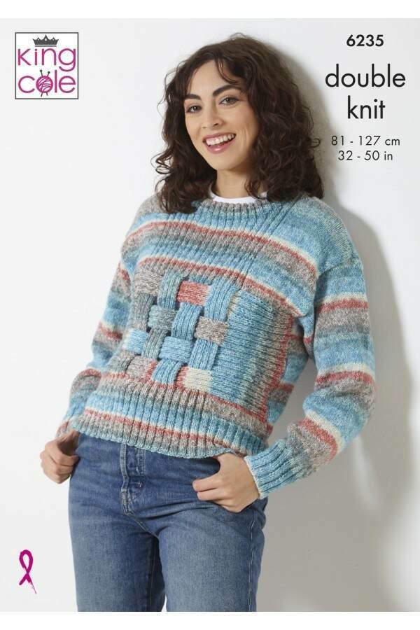 King Cole Sweater, Scarf and Hat Knitting Pattern Leaflet 6235