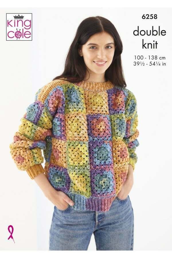 King Cole Cardigan and Jumper Crochet Pattern Leaflet 6258