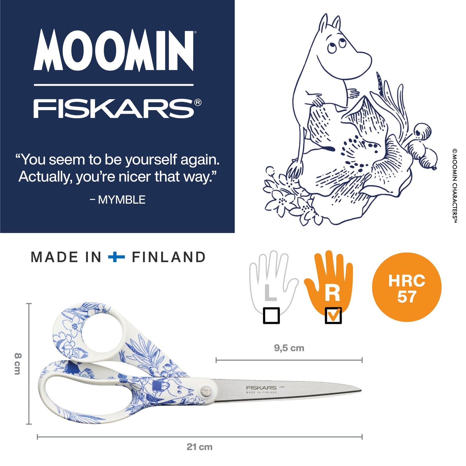 Fiskars Scissors Moomin Universal Haru 21cm 7 F1075572-DT