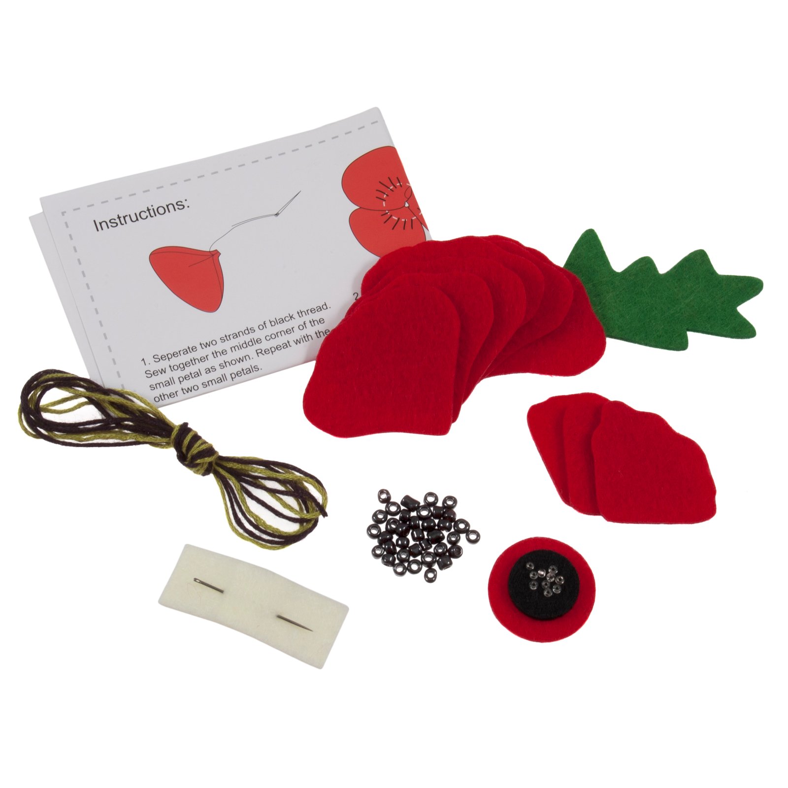 Trimits Felt Decoration Kit Poppy Brooch 8 GCK055-UPK