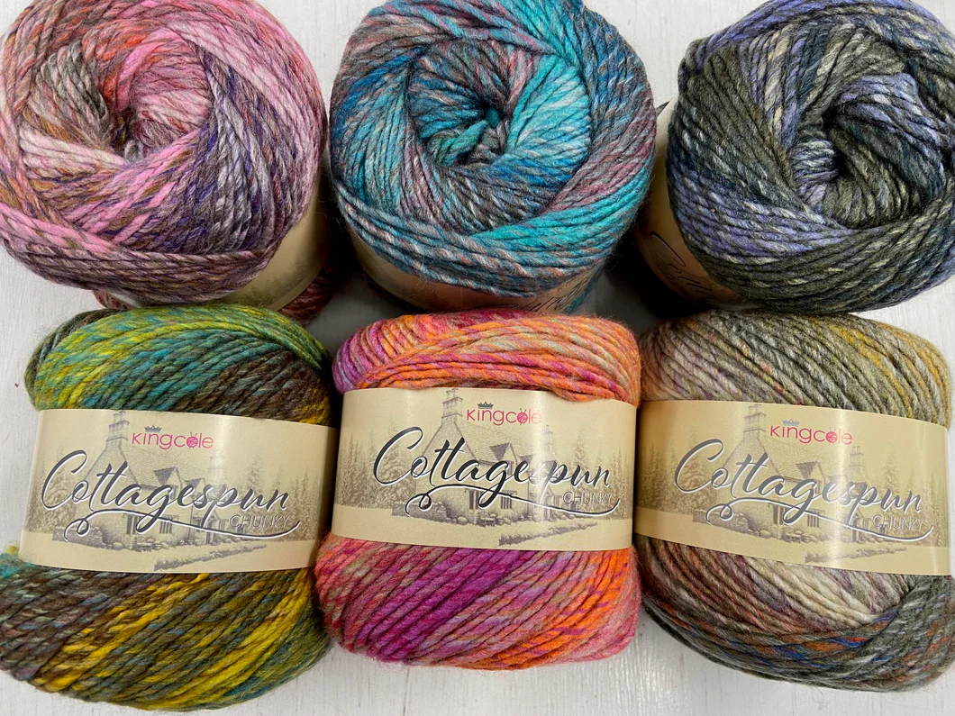 King Cole Cottagespun Chunky 150g 4 kingcolecottagespuncottagespunchunkyvariegatedselfstripeacrylicyarnwoolfabricshackmalmesbury2_530x@2x