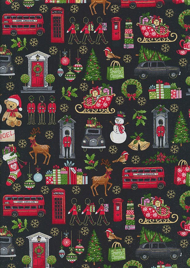 Makower Christmas London Icons 2370/X Patchwork & Quilting Fabric