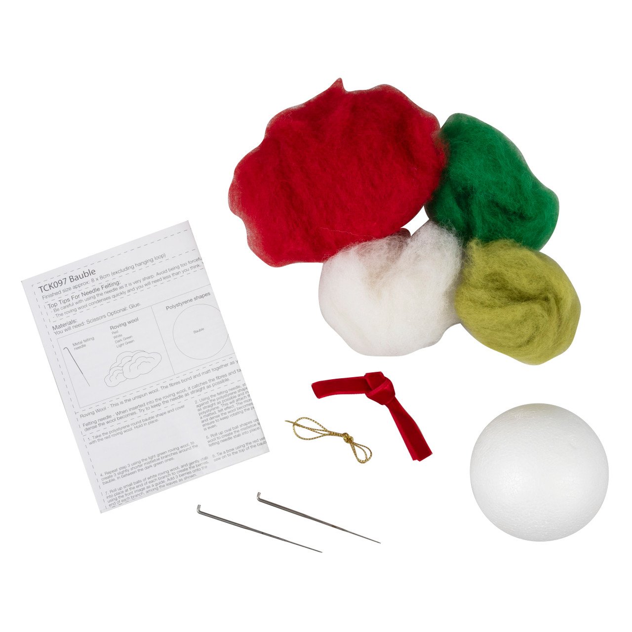 Trimits Needle Felting Kit Christmas Bauble 6 TCK097-UPK__89229
