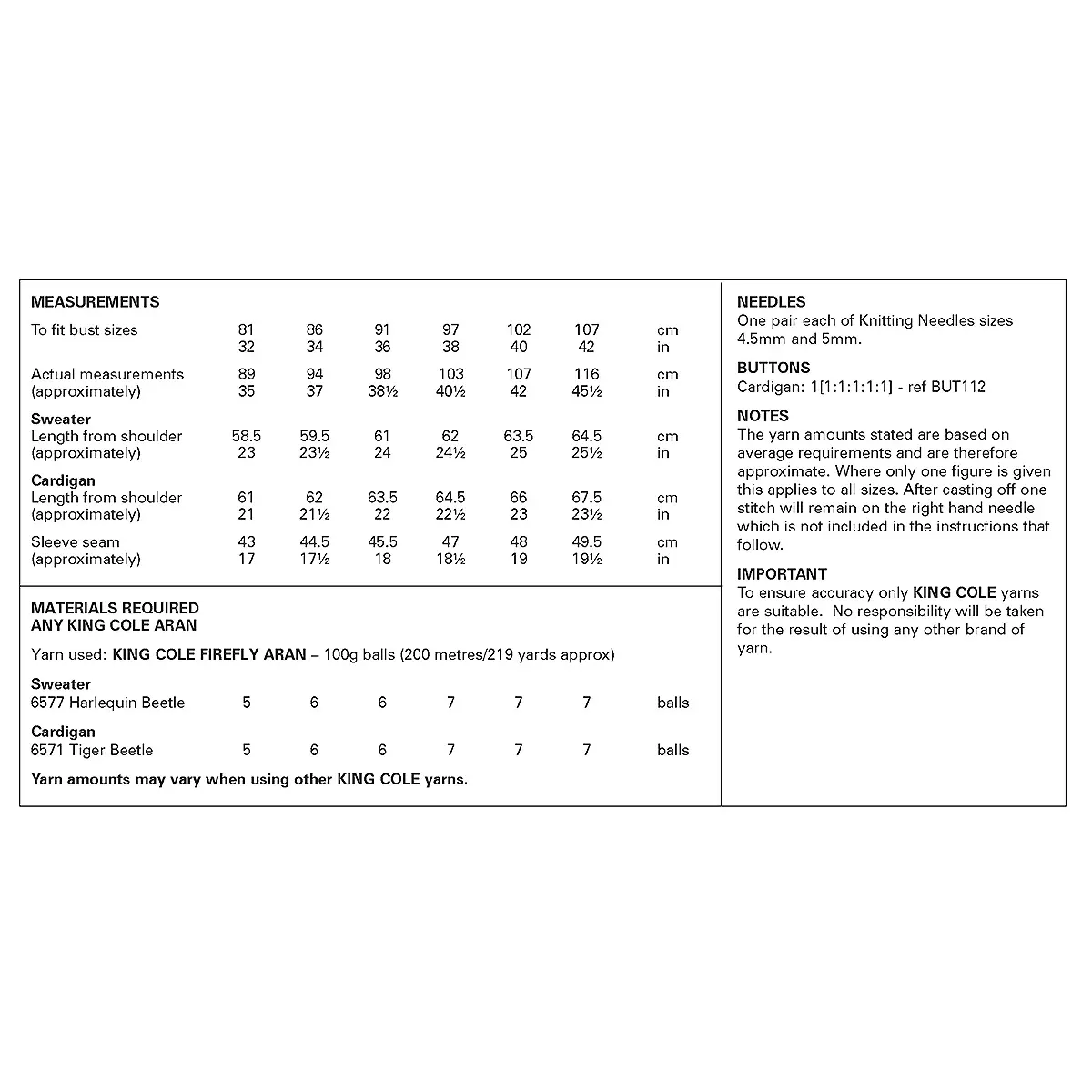 King Cole Sweater and Cardigan Knitting Pattern Leaflet 6446 7 P6446_3